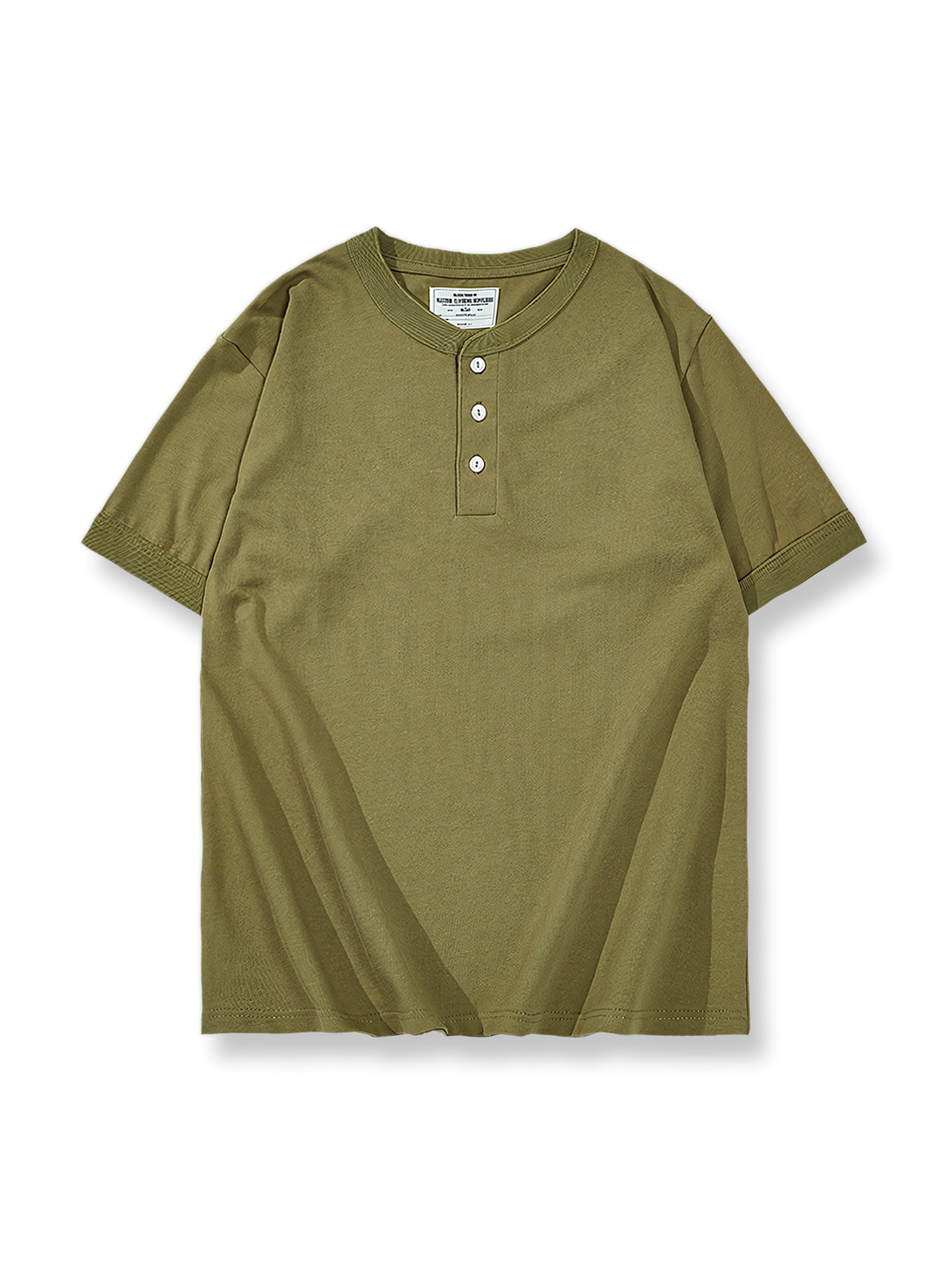 230gダブルヤーンコットンのヘビーウェイトヘンリーネック半袖Tシャツ