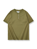230gダブルヤーンコットンのヘビーウェイトヘンリーネック半袖Tシャツ