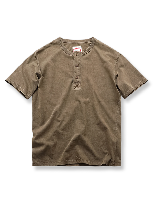 280Gヘビーウェイトコットンのヘンリーネック半袖Tシャツ。