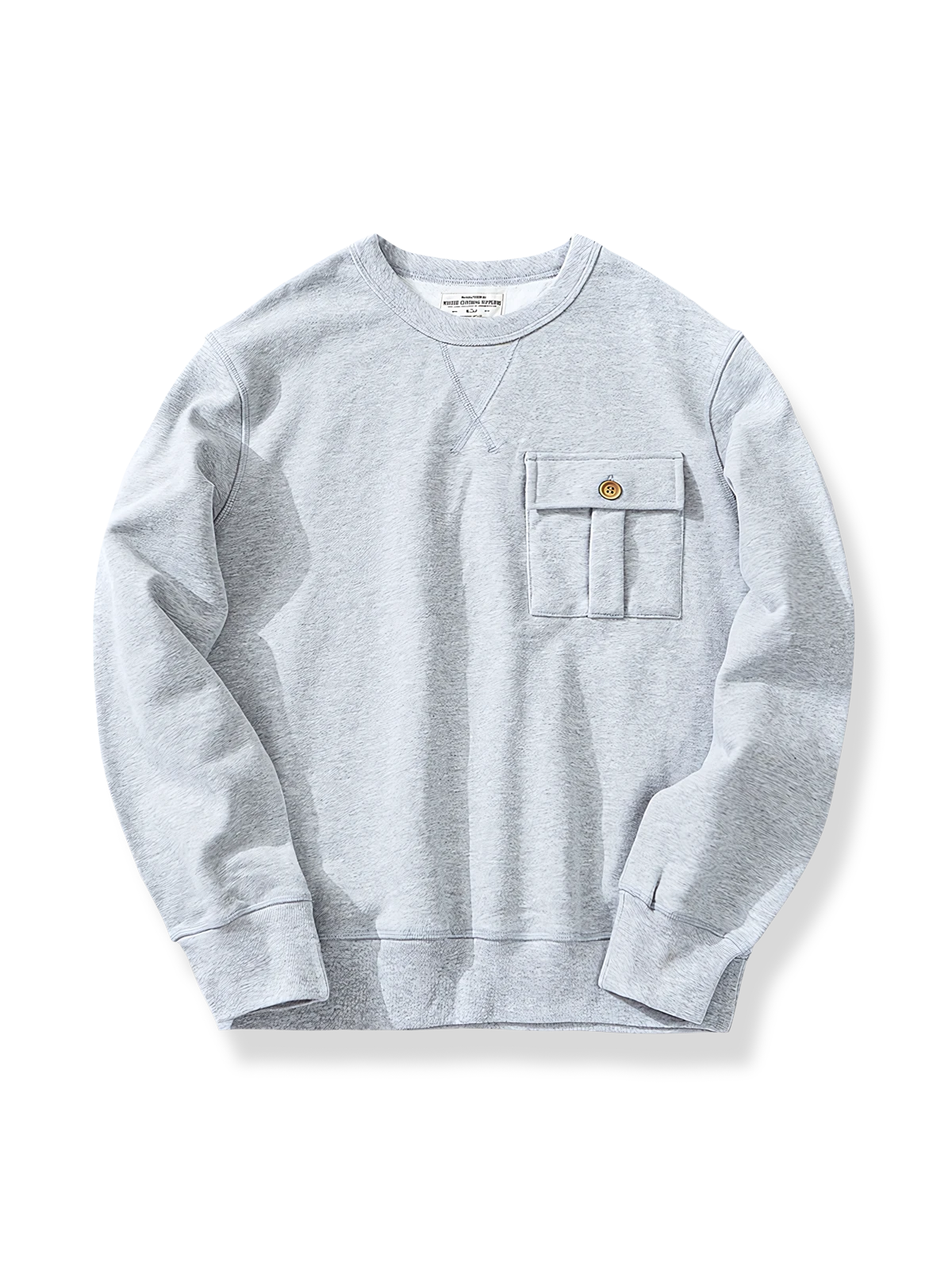グレーの厚手ポケット付きリラックスフィットスウェットシャツ