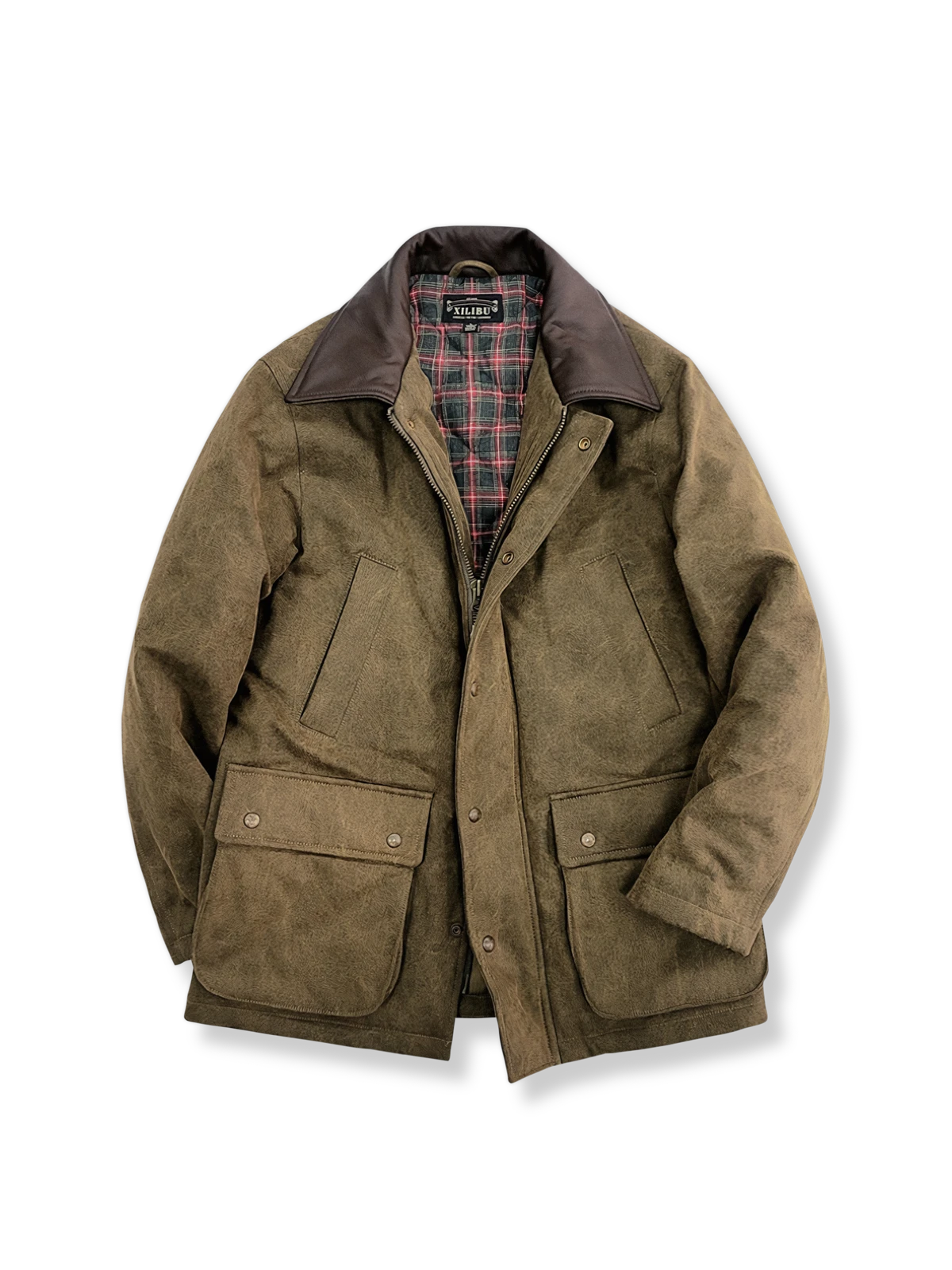 レザーカラー付きヘビーウェイト中綿コート