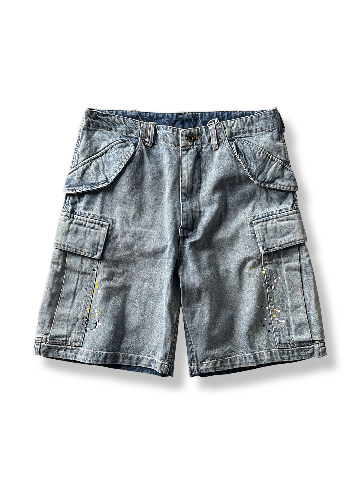 ペイントスプラッシュが施されたヘビーウェイトデニムワークショーツ