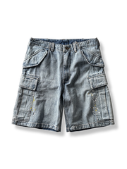 ペイントスプラッシュが施されたヘビーウェイトデニムワークショーツ