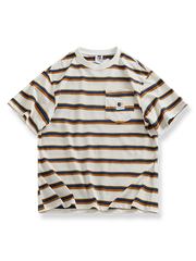 ヘビーウェイトコットンのセーラーストライプTシャツ。