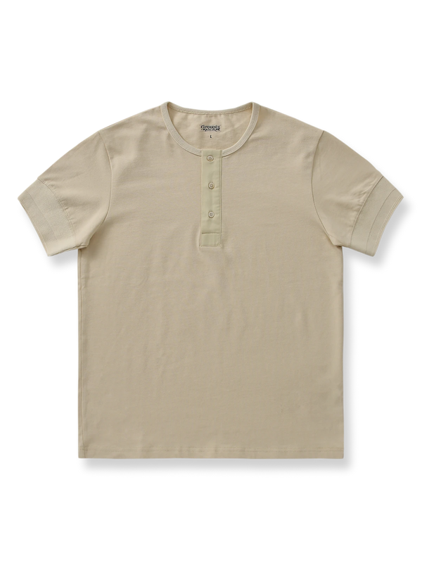 300gヘビーウェイトコットンのヘンリーネック半袖Tシャツ