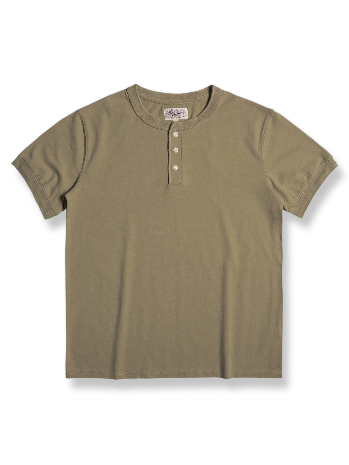 前立てボタン付きのヘンリーネック半袖Tシャツ