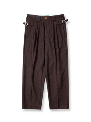 ヘリンボーン柄ダブルプリーツストレートトラウザー