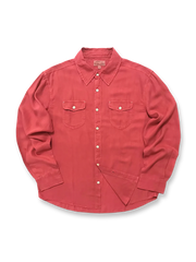 柔らかなヘリンボーン柄の長袖シャツ