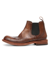 ブローグ彫刻入りハイカットウエスタンブーツ