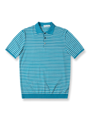 高撚りコーマ糸で編まれたクラシックなストライプポロシャツ