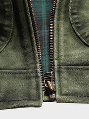 緑染め 牛革 スクラッチ レザージャケット