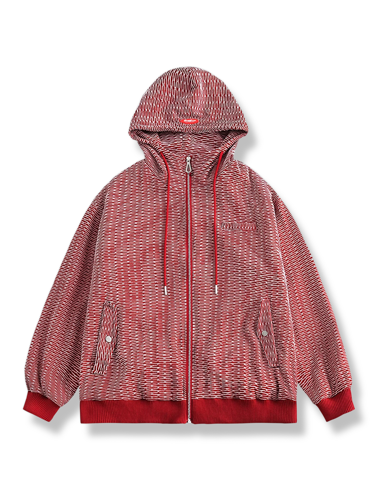 赤いフード付きスウェット