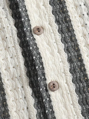 ホリゾンタル ストライプ レース シャツ