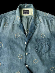マルチホースシュー刺繍デニムキューバシャツ
