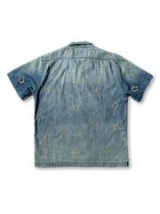 マルチホースシュー刺繍デニムキューバシャツ