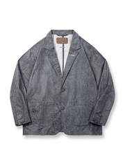 アイスダイ加工と隕石グレーの風合いが特徴のカジュアルスーツジャケット