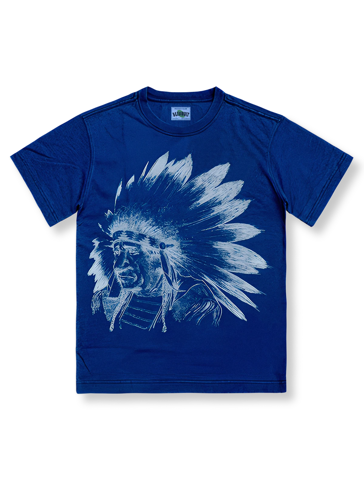 インディアンチーフ柄のコットン半袖Tシャツ。