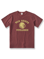 インディアン酋長の肖像と「WAR CHIEF」ロゴが施された255gコットン製クルーネックTシャツ