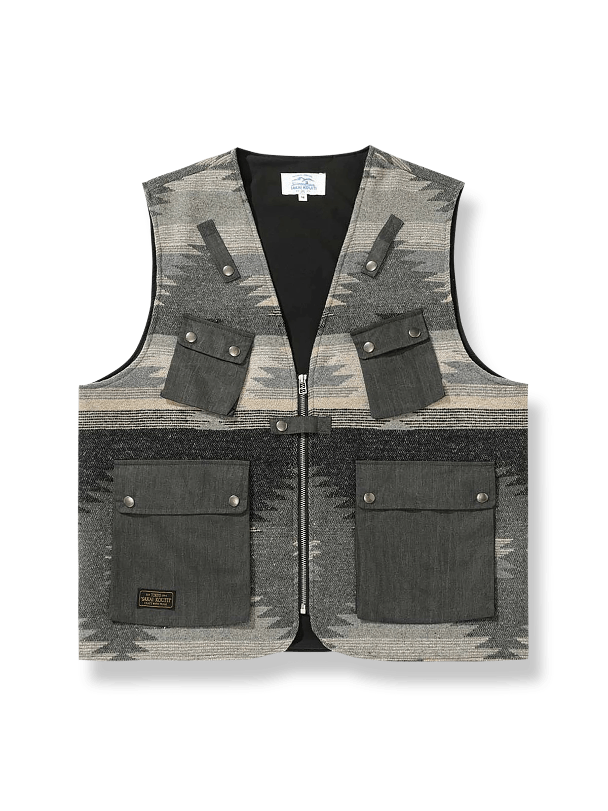 インディアン柄の多機能ワークベスト