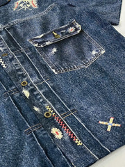 インディアン雷鳥プリントデニムシャツ