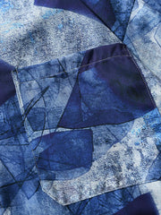 インディゴアートプリントオープンカラーシャツ