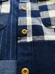 藍染手作業 古布パッチワークシャツ