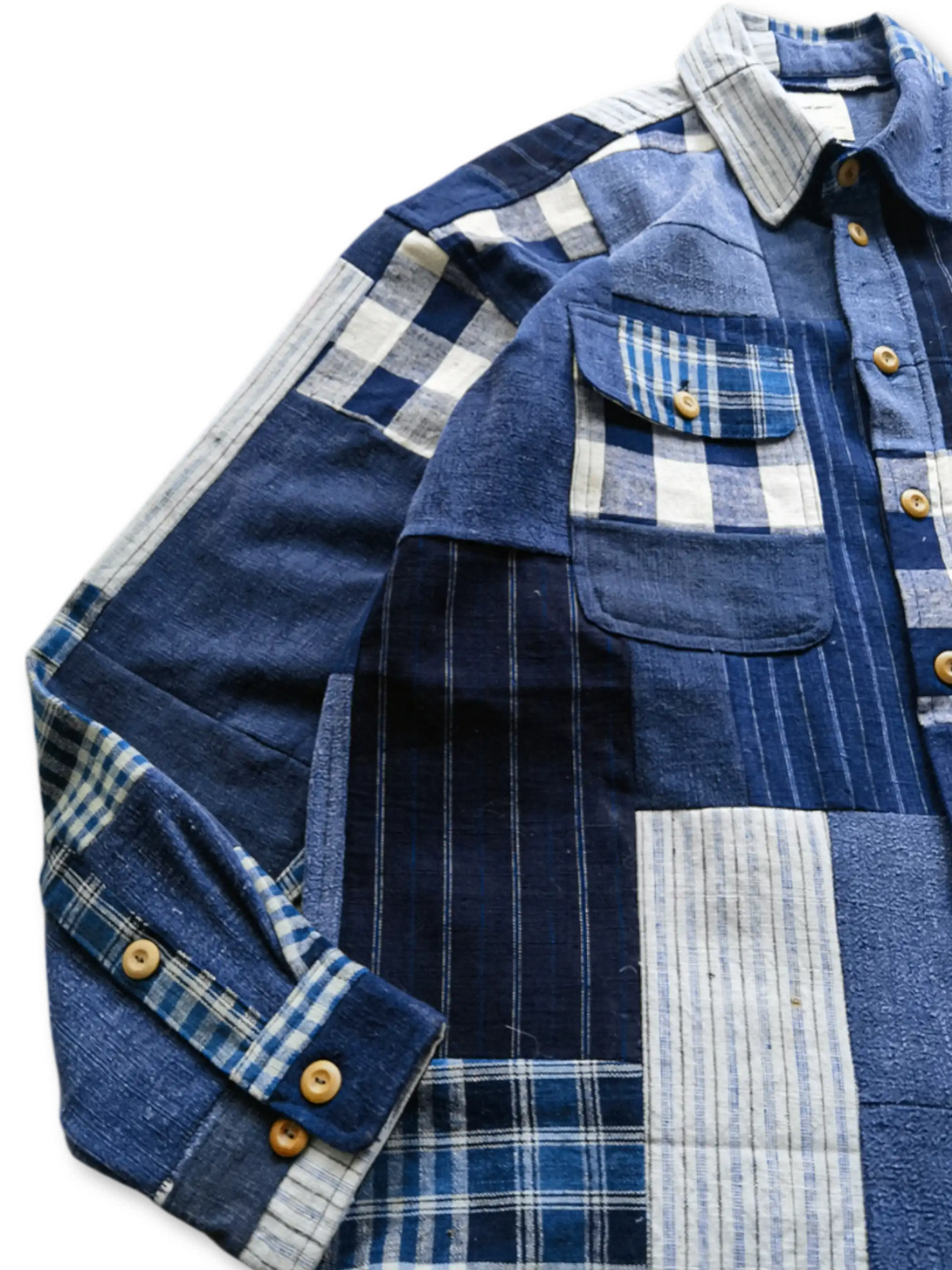 【うさとの服/値下げしました】　現在入手困難/パッチワークデザインの座布団　藍系 ユニフォーム1.COM 作業服JP メンズワーキング 三愛 JOBSARMOR