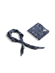 インディゴカラーのコットン100％、経年変化を楽しめる多用途スカーフ