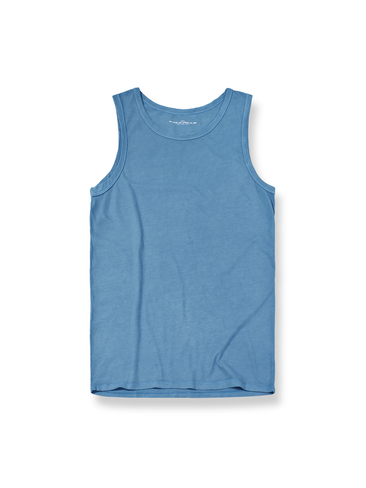 手染めインディゴとエンザイムウォッシュ加工が施されたコットンタンクトップ