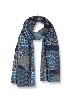 インディゴ染め コットンリネン混紡マフラー -PESSOA CLUB