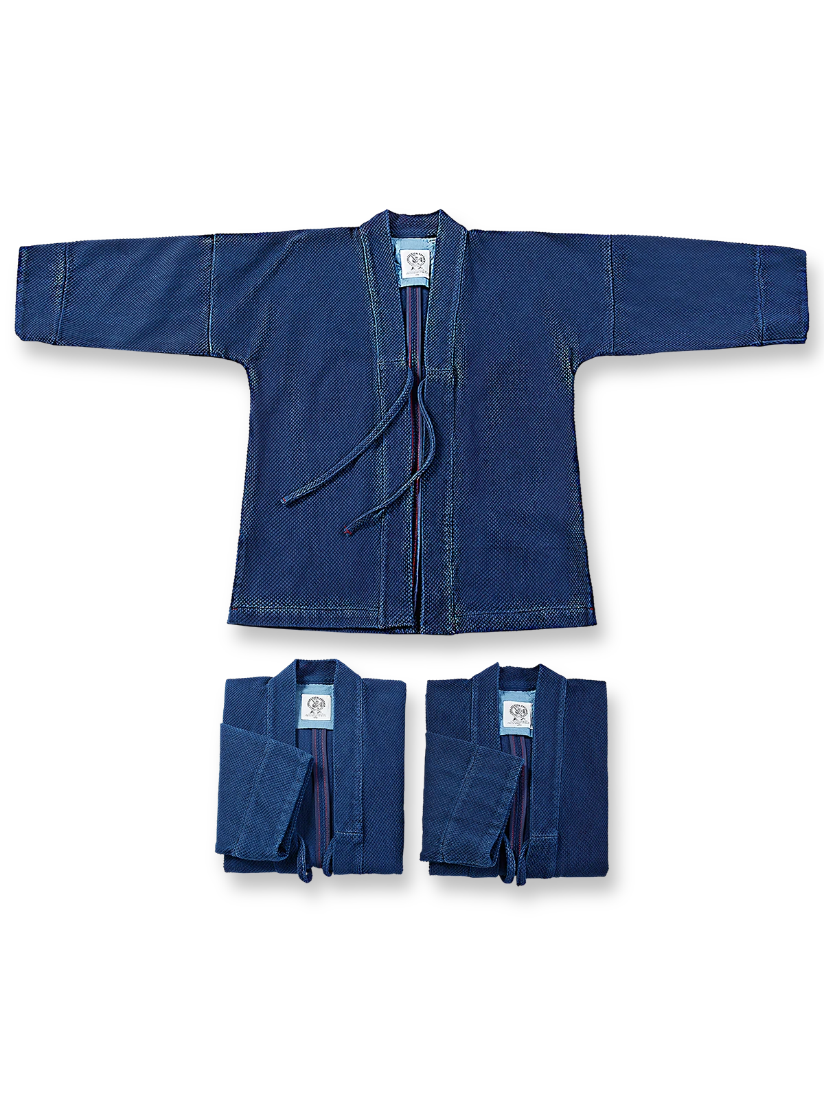 15オンス定織り生地の藍染めはんてん。伝統染色と豊かなグラデーションが魅力の重厚な冬用アイテム。