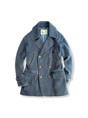 藍染デニム素材の剣道ダブルブレストコート