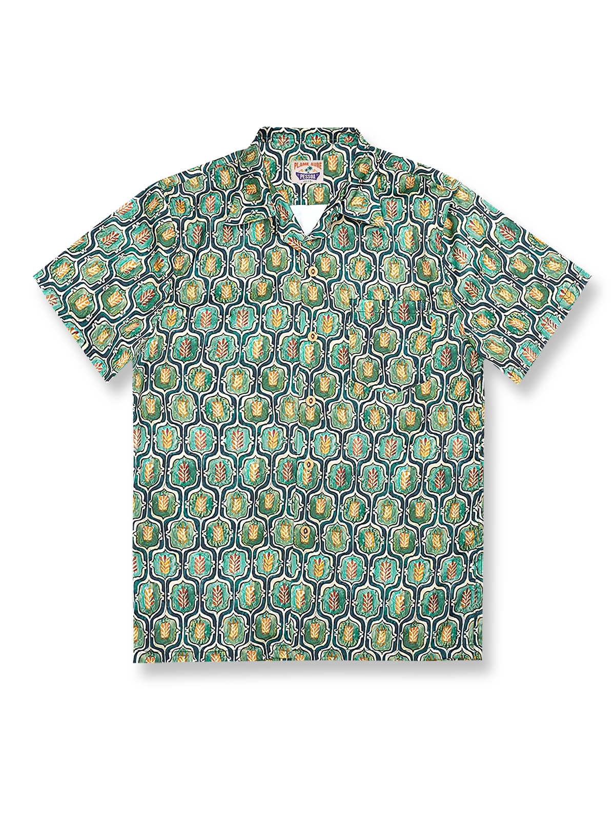 藍染ニットネックTシャツ、ヴィンテージウォッシュド加工、刺し子テクスチャー、着心地良好