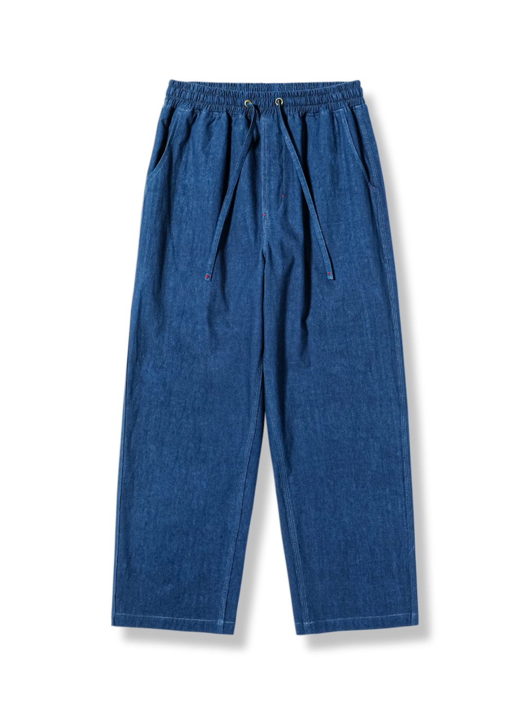 藍染めされたワイドレッグデニムパンツ