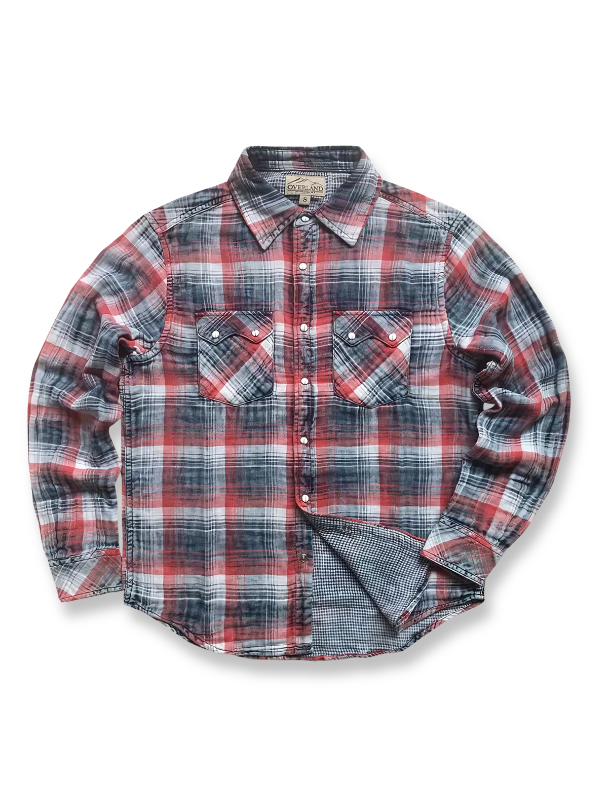 藍染めオゾンウォッシュ加工のダブルガーゼチェックシャツ。