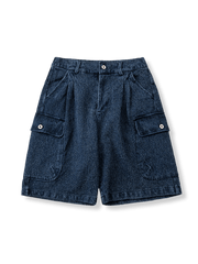 インディゴパイナップル柄ウォッシュドカーゴショーツの全体が見える商品画像