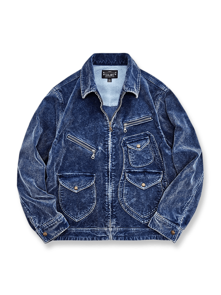 インディゴバチ染め 多ポケットワークジャケット -PESSOA CLUB