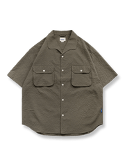 1960年代風イタリアンカラーのシアサッカー素材チェック半袖シャツ