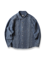 ジャカード織りのヘビーウェイトウォッシュデニムシャツ
