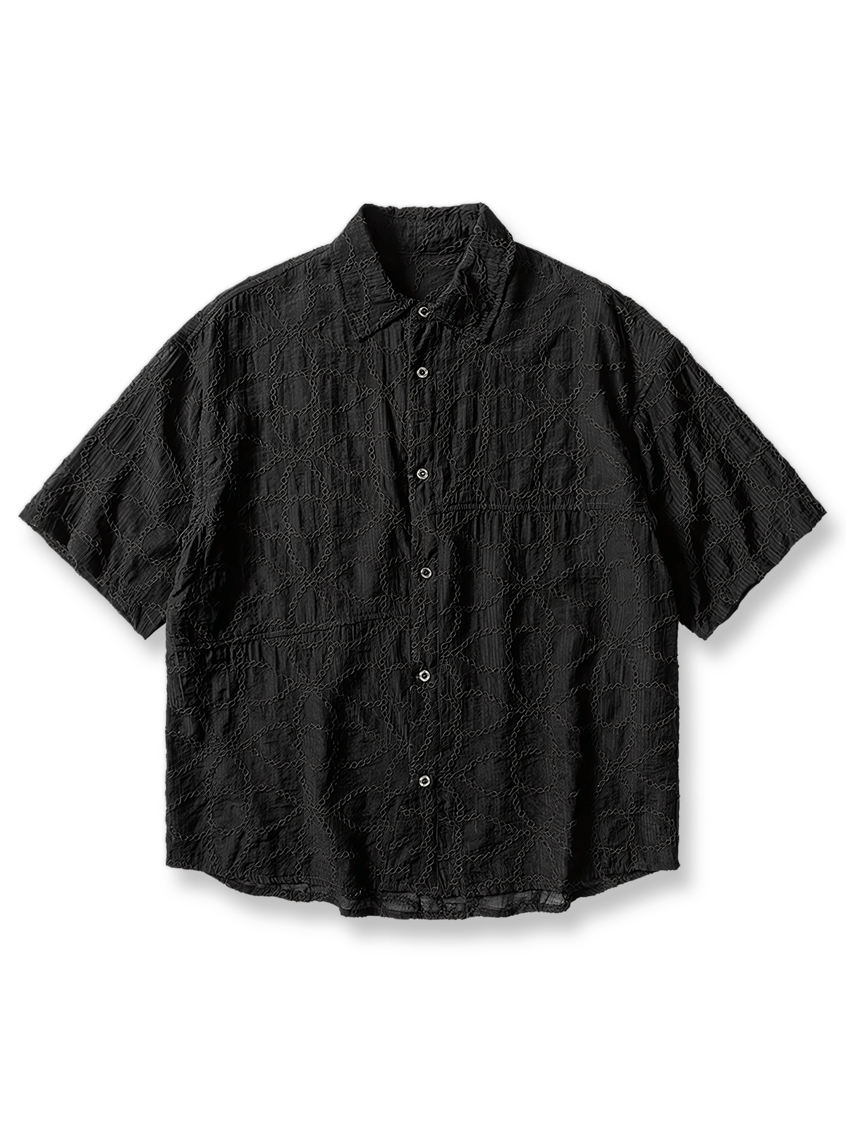 ジャカード織りパターンが映える半袖シャツ。