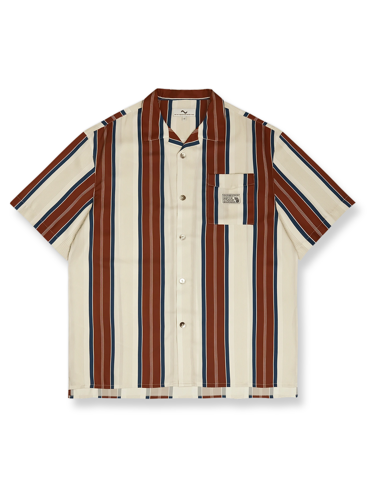 70～80年代風の大胆なストライプが特徴の日本風ハワイアン半袖シャツ