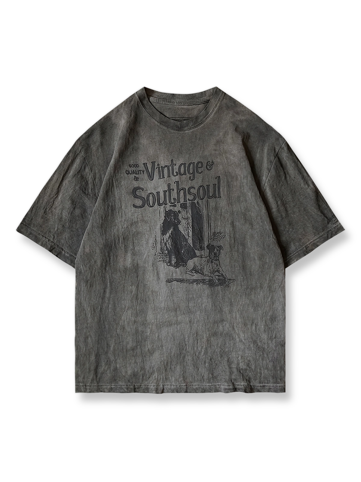 柿染めの霧がかったグレーが魅力のドロップショルダーTシャツ