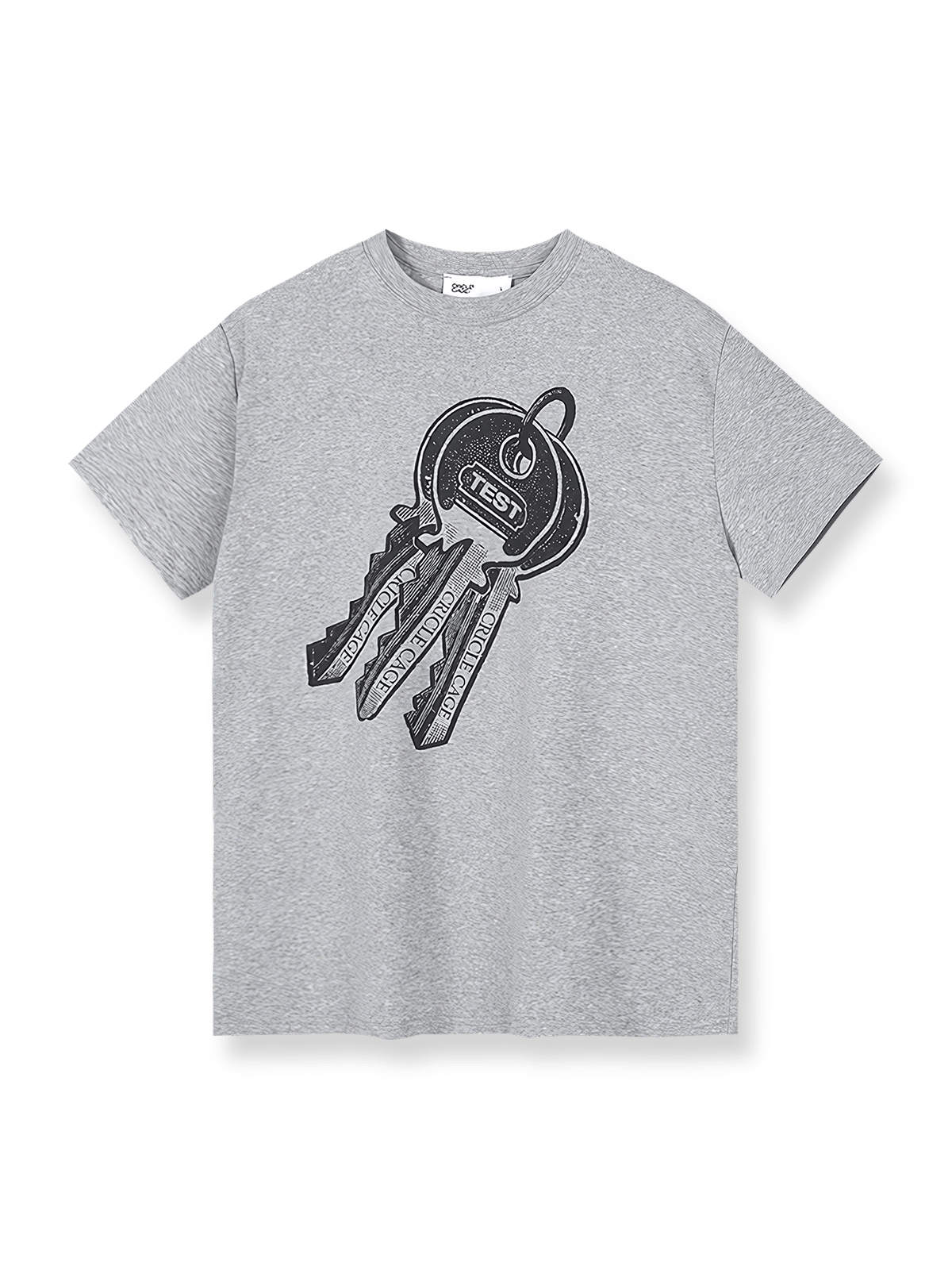 キー柄プリントが施されたスリムフィットの半袖Tシャツ