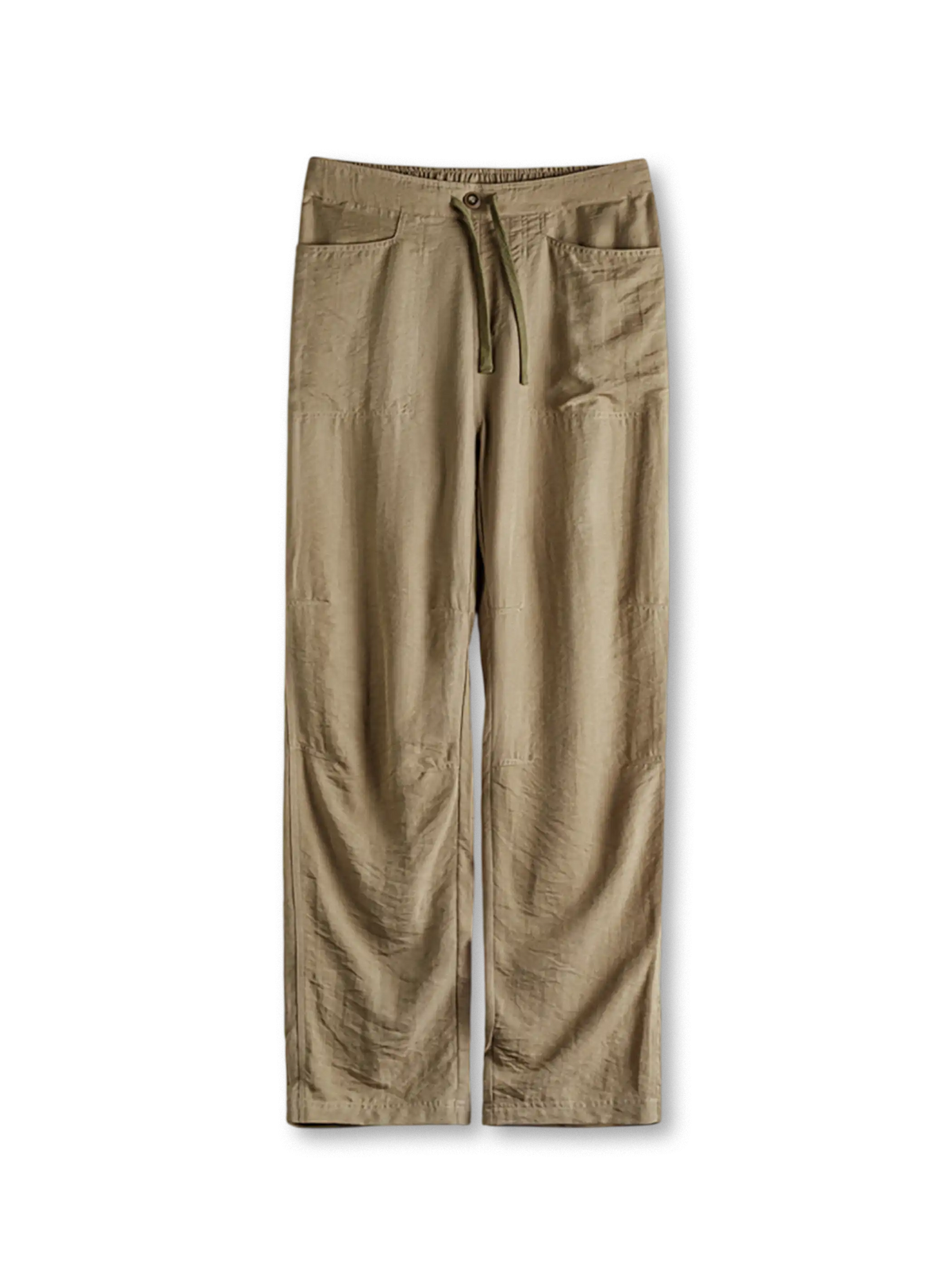 メンズ カキ色 ベイカーパンツ Lyocell混紡 軽量 ナチュラルドレープ