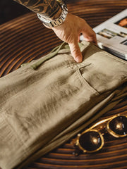 カキ色ベイカーパンツ Lyocell混紡生地