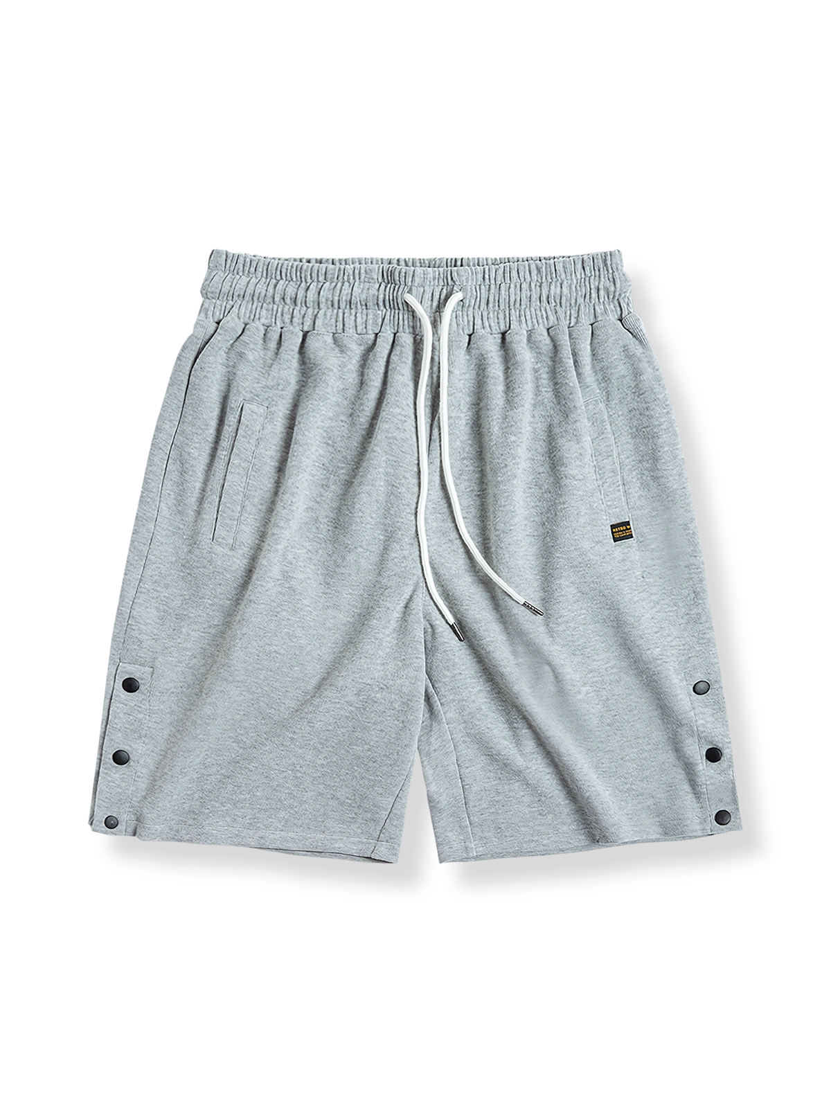 スナップボタン付きのニットバスケットボールショーツ