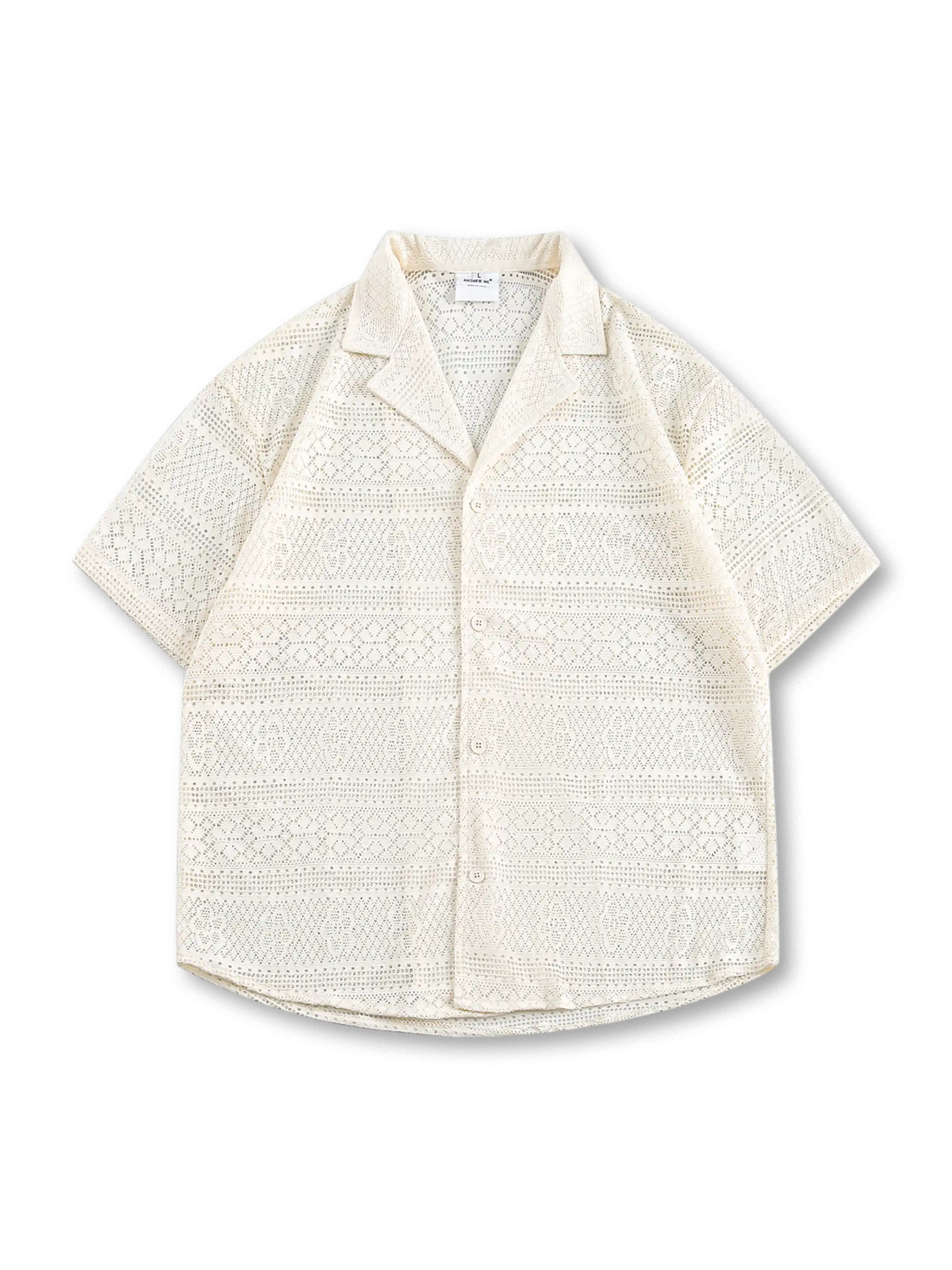 軽量で透かし編みが特徴のレース風キューバシャツ