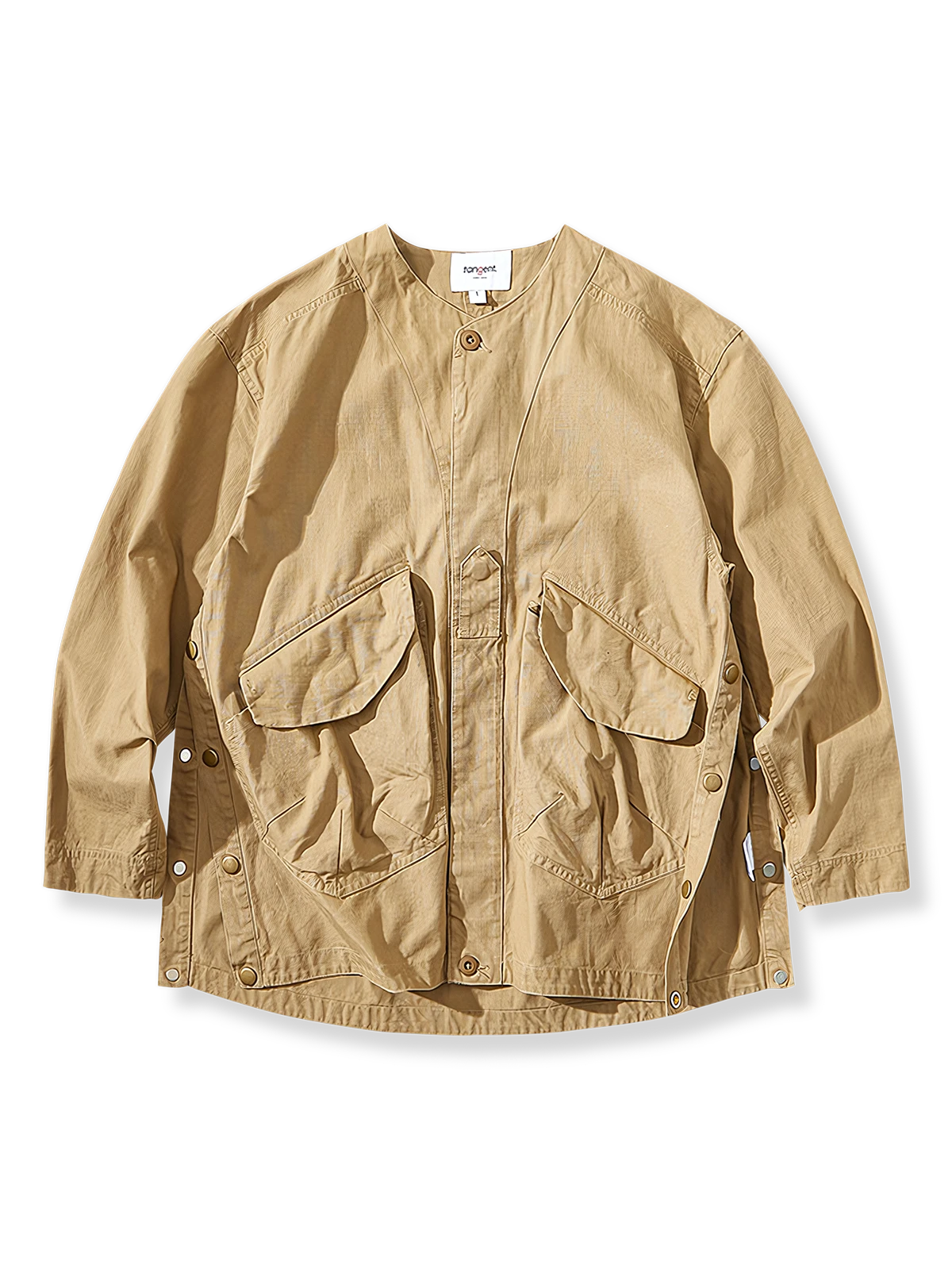 大型ポケット ノーカラー ジャケット