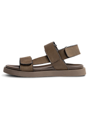ベルクロ調節可能なダブルストラップとアーチサポート搭載、軽量ラバーソールのレザーサンダル