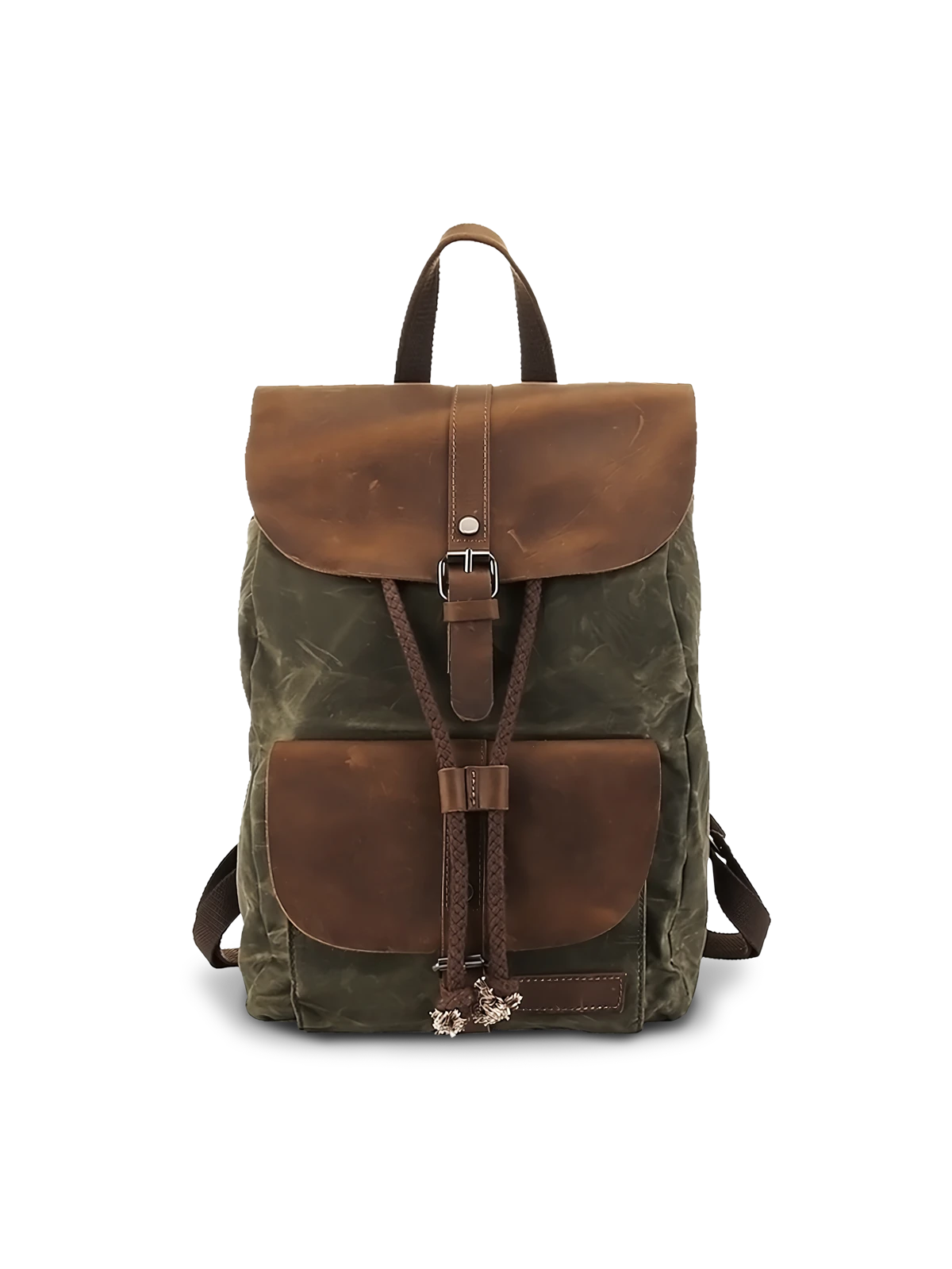 本革パッチワークのカジュアルバックパック